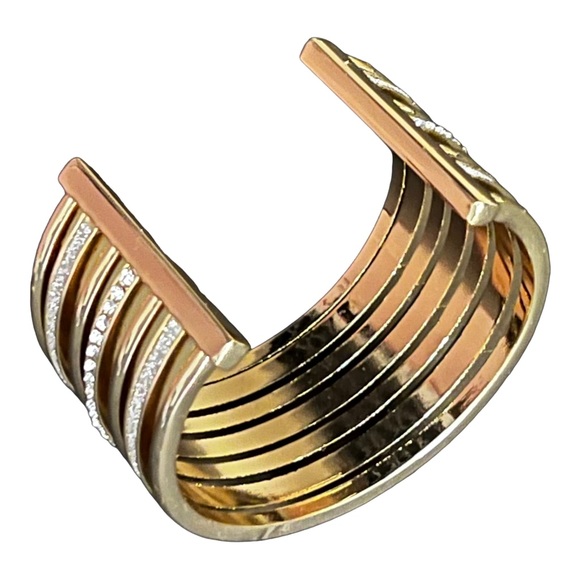 Cuff Bracelet Rhinestones Cuff Bracelet Rhinestones Gold Tone Cuff Bracelet - Picture 10 of 13